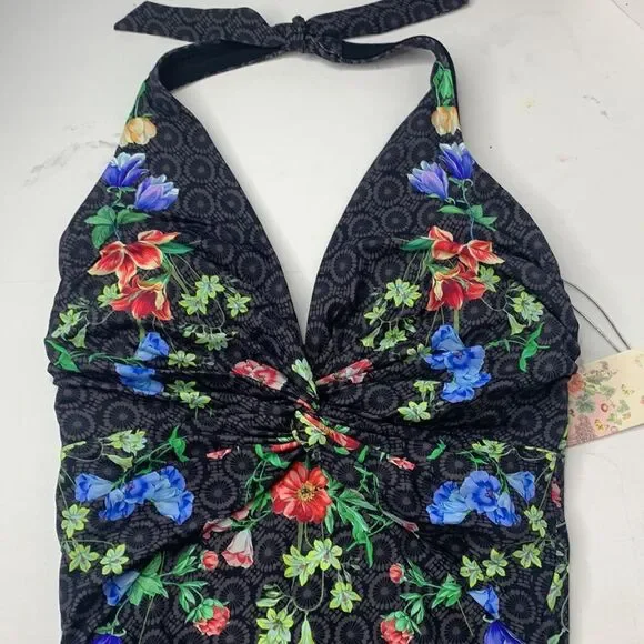Johnny Was color twist black floral one-piece swimsuit NWT - Picture 4 of 11